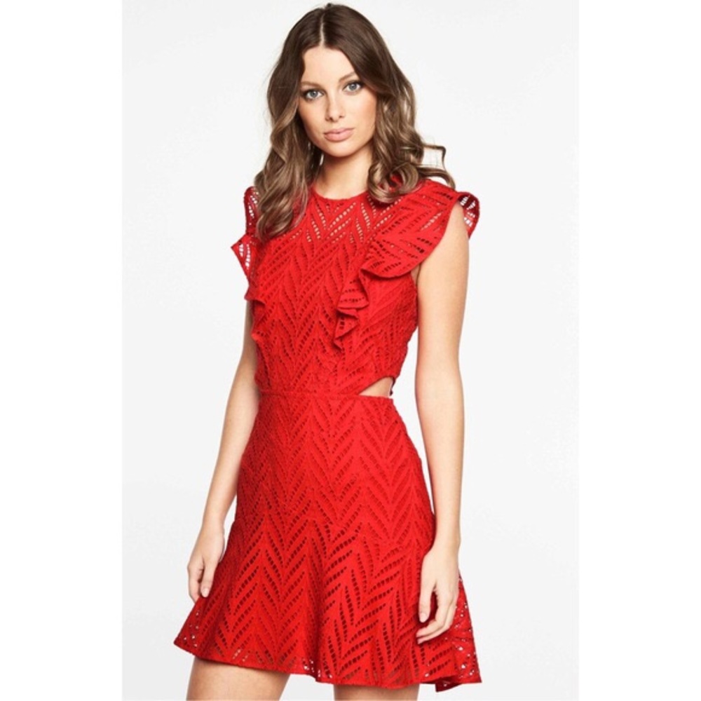 Bardot Kira Cutout Ruffled Fit & Flare Dress